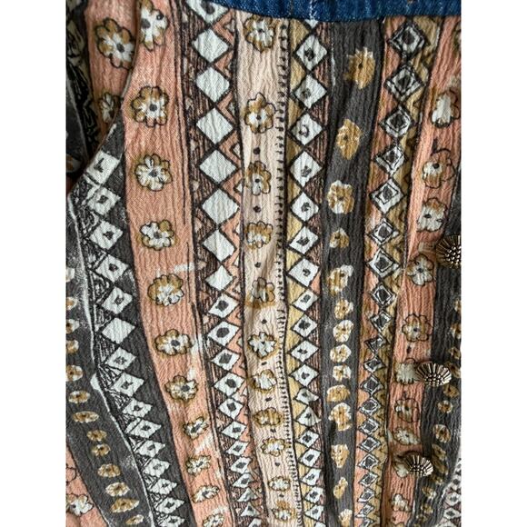 Vintage 90s Vanessa Women's Sleeveless Denim Midi Cottagecore Shirt Dress LARGE - Picture 4 of 12